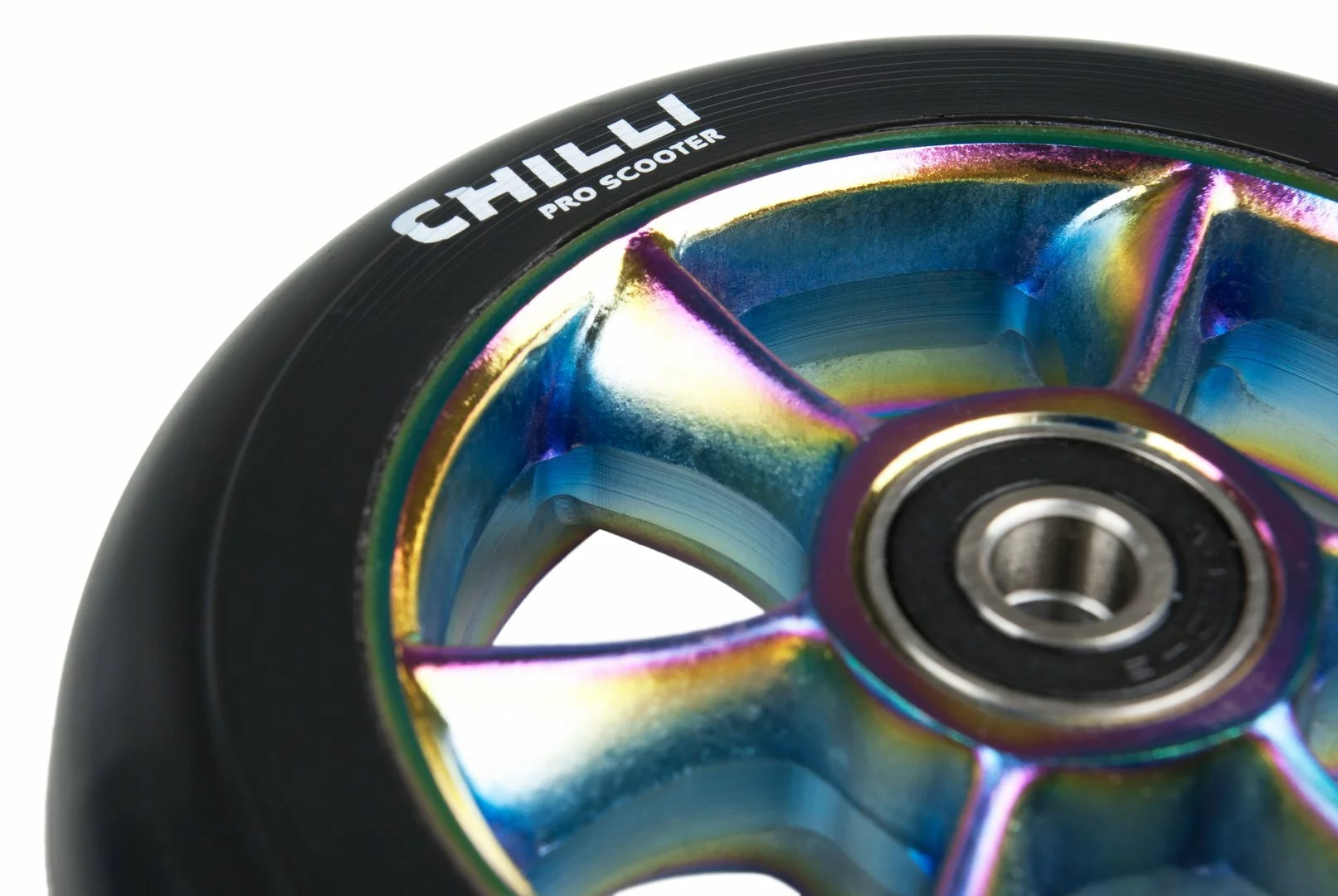 Chilli Pro Scooter Ersatzrolle Wheel Turbo 110mm Black PU / Rainbow Core – Bild 3