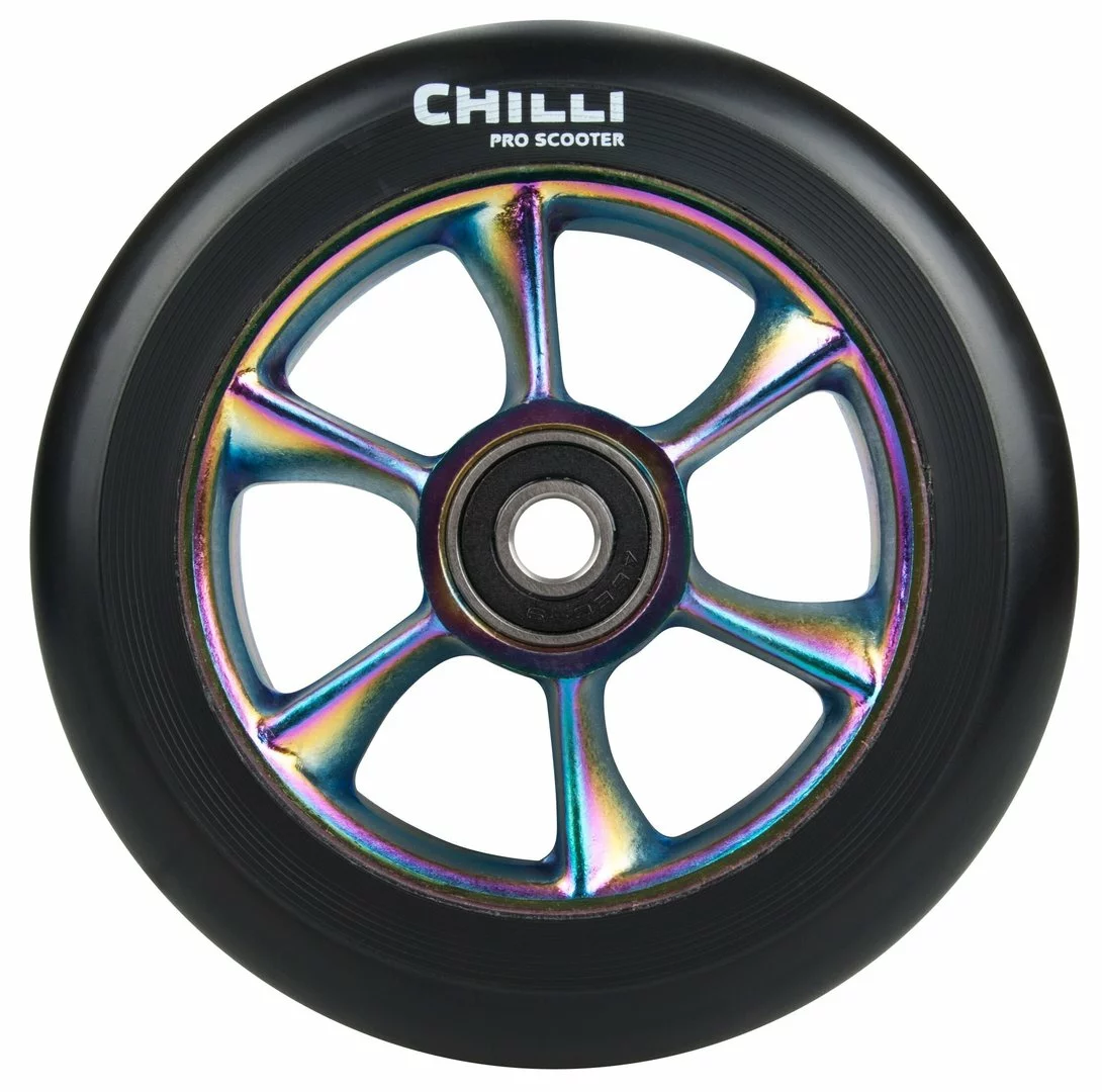 Chilli Pro Scooter Ersatzrolle Wheel Turbo 110mm Black PU / Rainbow Core